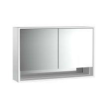 Armario con espejo iluminado emco loft 1300 mm – 1344 x 175 x 733 mm – 2 estantes de cristal ajustables – Iluminación LED regulable