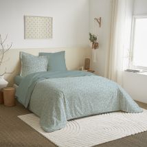 Parure De Couette 4 Pièces Réversible 240 X 220 Cm "celeste Glacier" Pour Lit 140 X 190 Cm Coton Pur - -