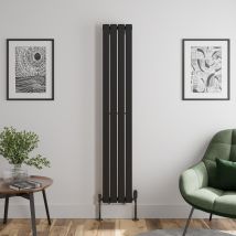 Duratherm - Black Flat Panel Designer Radiator Vertical Horizontal 1800 X 304 Single Panel