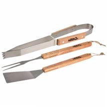 Grillbesteckset aus Edelstahl – 3-teilig – Gabel, Zange, Wender – Ergonomische Griffe – Perfekt für Grillliebhaber