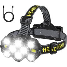 Linterna Frontal Recargable (actualizada En 2022), 22 000 Lúmenes, 10 Led, 10 Modos, Superbrillante, Manos Libres, Para Camping, Pesca, Ciclismo, 