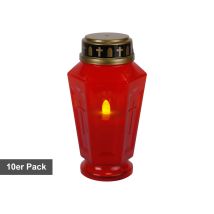Lienbacher - Star Trading Display Serene, Bougies Funéraires, 10 Pièces, Rouge, Led, Blanc Chaud, Extérieur, 15,5 Cm