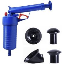 Pompe Déboucheuse À Air Comprimé Pour Wc, Évier Et Lavabo, Avec 4 Ventouses Différentes (bleue)