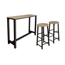 Bartisch Mit 2 Barhockern Metallbeine 140x100x40cm Bartresen Küche Modell Ani Schwarz Und Sonoma