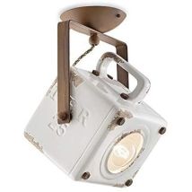 Deckenleuchte INDUSTRIE C1653 – Vintage Weiß – IP20 – Ø 23cm – H 30cm – Metallgitter – nostalgisches Design