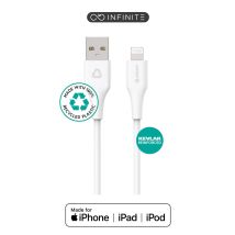 Cable Usb-a A Lightning Mfi Estuff Infinite De 1 M, Blanco. Reciclado. Súper Suave, Sin Pvc, Es601170