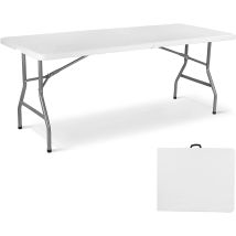 Liferun Tavolo Da Giardino Pieghevole 183x76 Cm,tavolo Da Buffet Con Impugnatura Di Trasporto,tavolo Pieghevole In Hdpe Plastica Per 10 Persone, 
