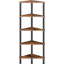 Eckregal Mit 5 Ebenen, Industrielles Eckregal Stehend, B체cherregal, Standregal, Eck-b체cherregal Zur Pr채sentation Von Pflanzenblumen, 