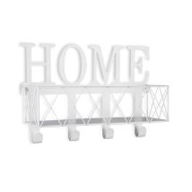 Mirrors And More - Wandkorb Sally Mit Haken & Home Motiv Aus Metall Weiß 40x27cm