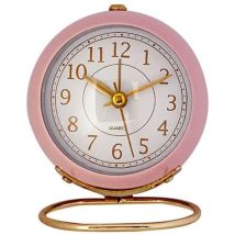 Réveil Analogique. Petite Horloge De Table Silencieuse. Réveil Rétro Classique Sans Tic-tac (rose).