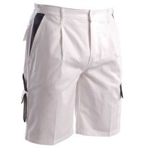Pantaloncini Da Lavoro Uomo Bianchi Da Imbianchino Con Tasconi Cotone 100% Bianco L