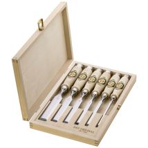 N Stechbeitel-satz 6,10,12,16,20,26 Mm Weißbuchenheft Ulmer Form 6-teilig - Kirsche
