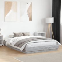 Bettgestell Mit Led Grau Sonoma-eiche 160x200 Cm Vidaxl