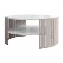 Mesa De Centro Civer Viii, Cachemira + Mármol Blanco, 40x0x0cm, Diámetro: 75, Aglomerado Laminado, Redonda
