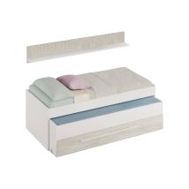 Habitdesign Elliot, Due Letti, Cassetto, Mensola, Letto Per Bambini, Finitura Bianca Artik E Velho, 199 Cm (lunghezza) X 96 Cm (larghezza) X 65 Cm (