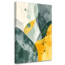 Impression Sur Toile, Abstraction Pastel Dans Les Tons Verts Et Jaunes,40x60