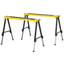 Set 2 Cavalletti Da Lavoro Pieghevoli Portatili Antiscivolo Gialli - Durhand