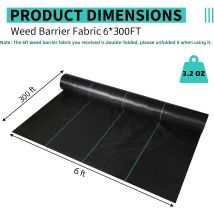 Bâche De Paillage Anti-mauvaise Herbe Ultra-résistante, Géotextile Tissé Imperméable Aux Intempéries, 3,2 Oz, 3x300 Ft, 0,9 X 91 M