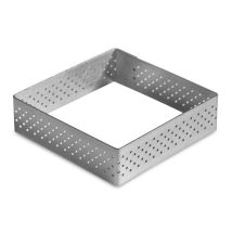 Marco para tartas cuadrado 15 x 15 cm – Acero inoxidable perforado – Accesorio de cocina profesional