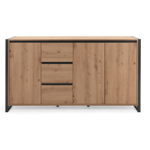 Argonauta - Aparador Bajo 3 Puertas 3 Cajones 160 Cm - Acabado Madera Clara