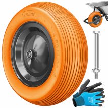 Pu Schubkarrenrad Vollgummi 200 Kg Pannensicher 4.80/4.00-8 Ø 390mm Inkl. Achse Ersatzrad Gummirad Stahlfelge Reifen Pannensicher Für Schubkarre 