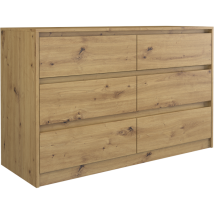 Iris 120 Modern Drawer Dresser Living Room Bedroom Office 120x75x40 Cm 6 Drawers Storage Furniture Wooden Look