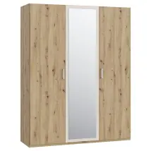 Armoire H. 210 Cm Décor Chêne Et Sable Avec Portes Battantes - Dodoma