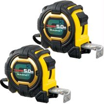 X2 Tajima 5m G Lock Magnetic Tape Measure Extra Wide 27mm Blade Tag3m750mt