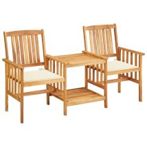 Er-siice - Sillas De Jardín Con Mesa De Té Y Cojines De Acacia Maciza 020013347