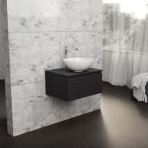 Inda - Mobile Bagno 60 Cm Nero Opaco Con 1 Cassetto E Lavabo In