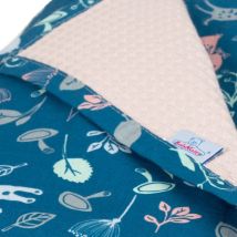 Coperta in cotone double face 75x100 cm – Fantasia gatti e design waffle rosa – 240 gr/mq – OEKO-TEX
