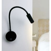 Amirror Smart Ug - 3 W Led-nachttisch-leseleuchte, Flexible Schwanen-led-leseleuchte (schwarz), Wandleuchte, Led-leseleuchte Mit Schalter, Warmweiß 