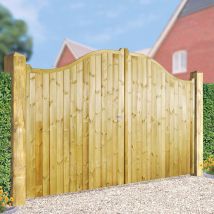 Cannock Gates - Drayton Tall Shaped Top Double Gate - Pressure Treated Scandinavian Redwood - W3600 X H1800 Mm