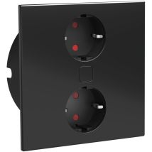 Hpf - Einbausteckdose Duplex-q, 2 Stk. Schukosteckdosen, Schwarz