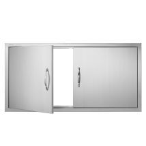 Vevor Puerta De Acceso A Barbacoa 106,7 X 53,4 Cm Puerta De Cocina Exterior Doble Puerta Empotrada De Acero Inoxidable Con Manija Para Isla De 