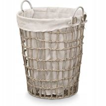 Kipit Cesta De Ropa Redonda Gris Y Natural 43 X 46 Cm