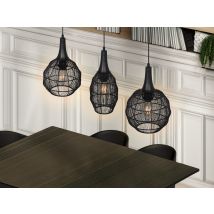 Trio Leuchten - Pendelleuchte Soraya 3-flammig Mit Drahtgeflecht Schwarz, Breite 86cm