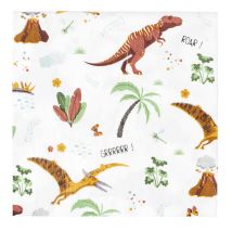 Party Time - Ea10218 Serviettes En Papier Motif Dinosaure - Accessoire De Fête Pour Célébrations Et Anniversaires - Lot De 20 - Dimensions : 33 X 33 