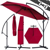 Kingsleeve Parasol Déporté Inclinable Ø 300cm Pare-soleil En Aluminium Avec Manivelle Housse Protection Solaire Jardin Rouge