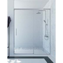 Mampara De Ducha Frontal De 1 Hoja Fija Y 1 Puerta Corredera. - Cristal 6 Mm Con Antical Incluido - Modelo Sia Medida (121-130) - Cristal Decorado 21