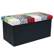 Home Deco Factory Hd6507 Cassapanca Patchwork Seduta Pieghevole, Ingresso, Soggiorno, Camera Da Letto, Sala Da Pranzo, Mobile-76 X 38 X 38 Cm, 