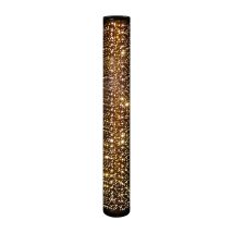 Lámpara De Pie Tela Negro Oro Led Cilindro Efecto Estrellas Vintage Taco Trio Iluminación