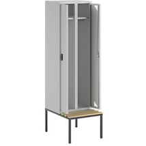 Eurokraft Armadietto Multiuso con Panca – 600mm Larghezza, 2140mm Altezza, Lamiera d'Acciaio Grigio RAL 7035