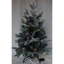 Albero Di Natale Innevato A Led Con Pigne E Palline Rosse 90 Cm