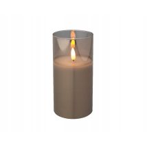 Candela Decorativa A Led In Vetro, Grigia, 15 Cm