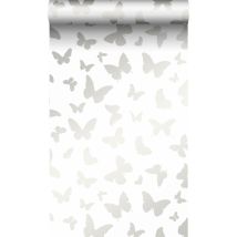 Origin - Papier Peint Papillons Blanc Mat Et Argent Brillant Wallcoverings