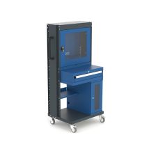 Armoire D'Atelier Et Laboratoire Pour Ordinateur Pc Cpu - 1 Tiroir Pour Clavier - Roues Pivotantes - Bleu - 785x600x1740 Heco He1031bl