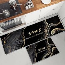 Tapis De Cuisine Antidérapant Lavable 2 Pièces – Polyester Haute Qualité – Dimensions 40x120cm Et 40x60cm – Support Latex Antidérapant