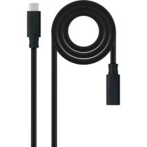 Cable Alargador Usb Tipo-c 3.2 Nanocable 10.01.4501/ Usb Tipo-c Macho - Usb Tipo-c Hembra/ 1m/ Negro