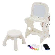 Kinder Maltisch Mit Whiteboard & Hocker – 3-in-1 Staffelei Set Für Kinder Ab 3 Jahren – Stabiler Lern- Und Maltisch Im Tierdesign – Inkl. Stifte & 